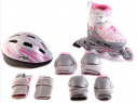 Ролики детские Fila X-ONE COMBO G3 + комплект защиты + шлем бело-розовые р.38-41